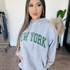 Audrey 3+1 Tops "New York" Oversize Hoodie(Grey)