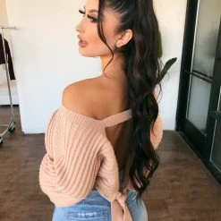 Hey Babe Tops Sasha Sweater Top(Nude)(FINAL SALE)