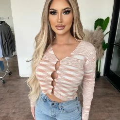 Miss Love Tops Amber Long Sleeve Cardigan Top(Amber/White)