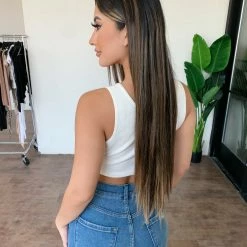 Audrey 3+1 Tops Katrina Tank Button Top(White)