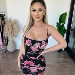 Privy Caylee Cami Dress(Black/Pink) Dresses/Rompers