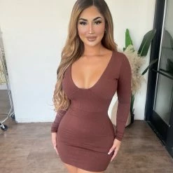 La Luxe Dresses/Rompers Yvonne Dress(Chocolate Brown)