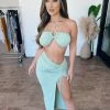 La Luxe Kelly Halter Skirt Set(Sage)