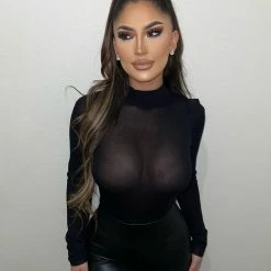 Tic Toc Tops Vivian Mesh Bodysuit(Black)FINAL SALE