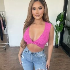 Audrey 3+1 Mabel Cropped Top(Rasberry)