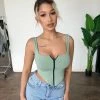 La Luxe Tops Edith Tank Zipper Top(Sage)