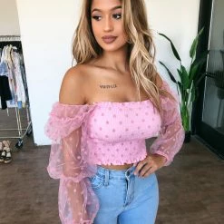 O.Vianca Adriana Polka Dot Top(Pink) Tops