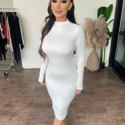 Tresser Dresses/Rompers Camera Long Sleeve Dress(Off White)