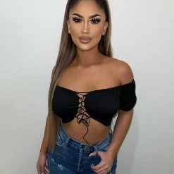 Tic Toc Zara Off Shoulder Top(Black)FINAL SALE Tops