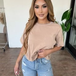 Mono B Tiana Cropped Tee(Mud) Tops