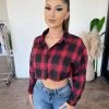 Junie Maggy Cropped Flannel(Red/Black)