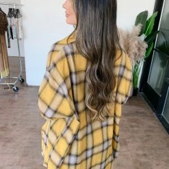 Audrey 3+1 Tops Bennie Over Sized Flannel(Mustard)