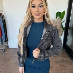 Edit By Nine Axel Denim Jacket(Black) Tops