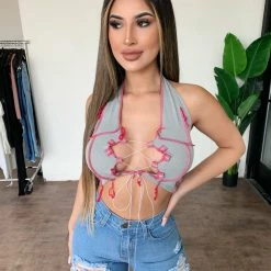 Lipstick Tops Becky Tank Top(Grey)