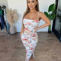 Privy Gloria Floral Print Dress(Off White)