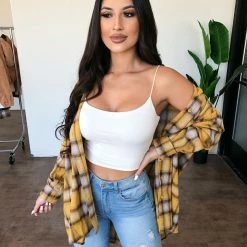 Audrey 3+1 Tops Marlene Flannel(Mustard/Black/Orange)