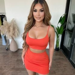 Sabora Tops Kika Skirt Set(Orange)