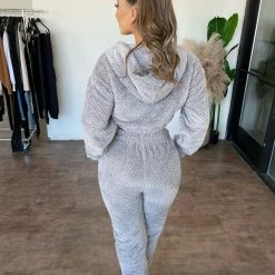 Bijou Yolanda Waffle Fluffy Zipper Set(Grey)