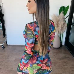 Half Heart Tops Maria Two Piece Bikini Set(Green-Blue Mult)