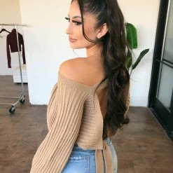 Hey Babe Sasha Sweater Top(Tan)(FINAL SALE)