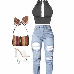 Tresser Tops Lulu Halter Top(Black)