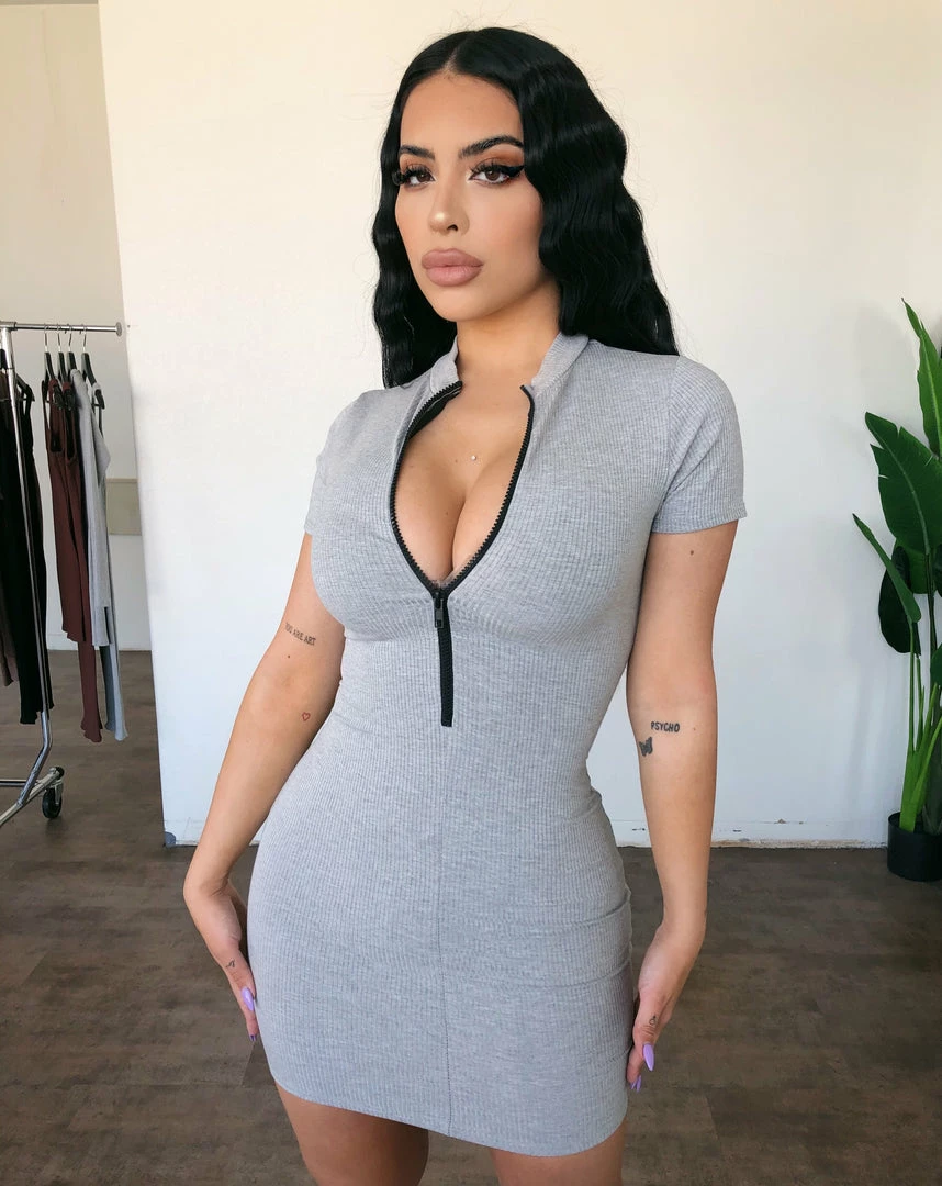 La Luxe Stella Short Sleeve Dress(Grey) Dresses/Rompers 1 La Luxe Stella Short Sleeve Dress(Grey) Dresses/Rompers