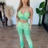 O.vianca Rose Halter Matching Set(Green) Tops
