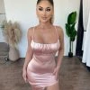 Privy Sabrina Cami Satin Dress(Pale Rose) Dresses/Rompers