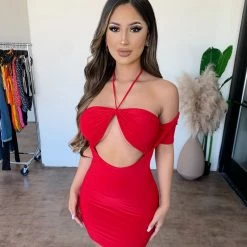 Culture Dresses/Rompers Kassey Halter Dress(Red)