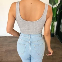 La Luxe Pamila Zipper Bodysuit(Grey)