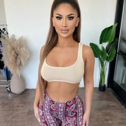 Salty Yamila Tank Crop Top(Cream)Final Sale