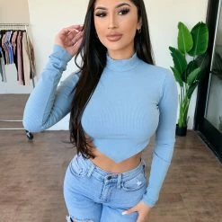 La Luxe Alondra Open Back Top(Ash Blue)