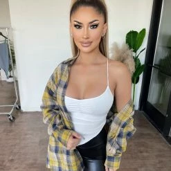 GeeGee Tops Jarrod Flannel(Yellow/Navy)