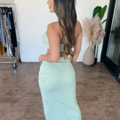 La Luxe Kelly Halter Skirt Set(Sage)