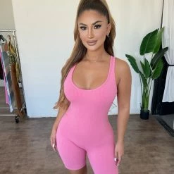 LA LUXE Fiona Tank Romper(Pink)