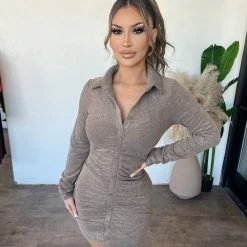 Mable Diana Collar Button Dress(Mocha) Dresses/Rompers