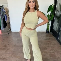 Audrey 3+1 Charlotte 2 Piece Set(Brown/Yellow) Tops