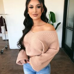 Hey Babe Tops Sasha Sweater Top(Nude)(FINAL SALE)