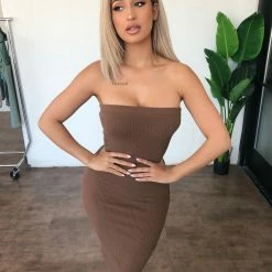 Junie Susan Tube Dress(Chocolate Brown) Dresses/Rompers