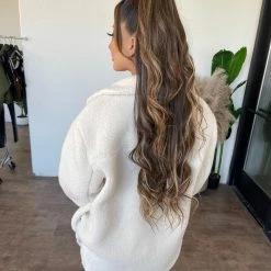 Miss Love Outerwear Riley Button Fur Coat(White)