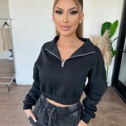 ANWND Graci Long Sleeve Top(Black) Tops