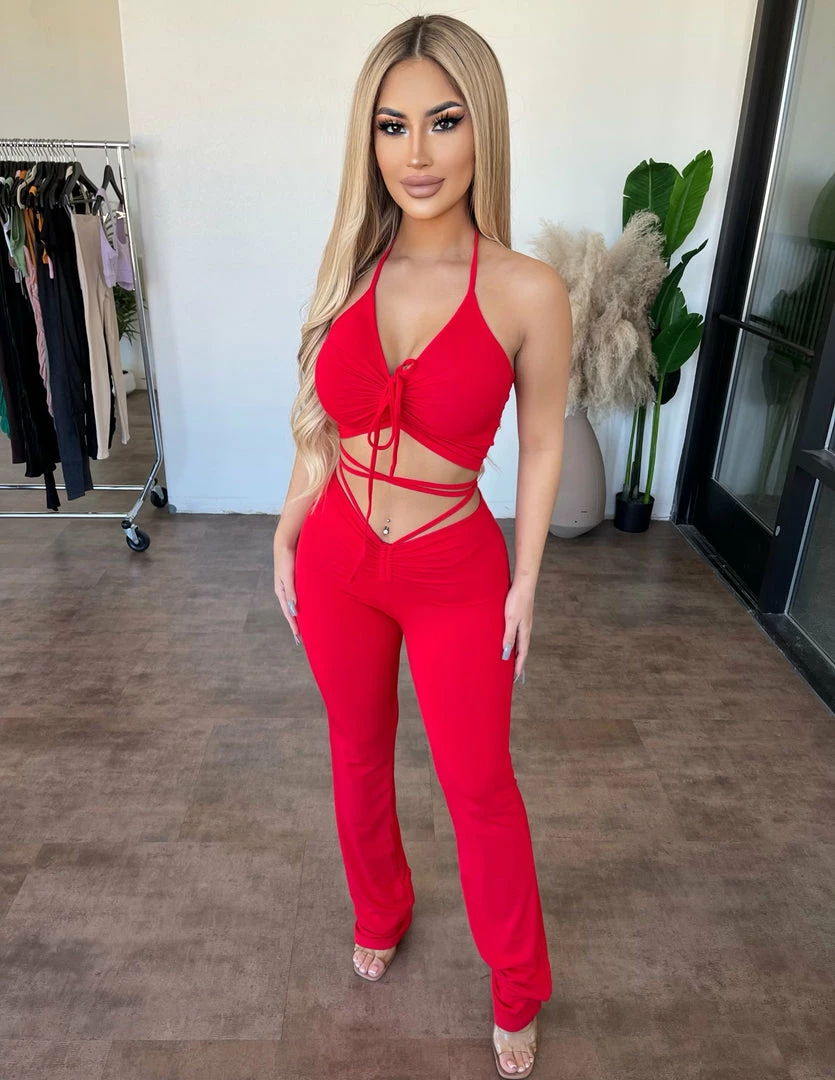 O.Vianca Adele Cami Flare Pants Set(Red) Tops 1 O.Vianca Adele Cami Flare Pants Set(Red) Tops