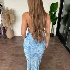 Sabora Gianna Halter Print Set(Light Blue)