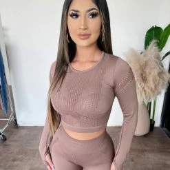 ANWND Tops Angel Long Sleeve Top(Brown)