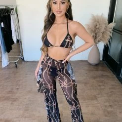 Lipstick Tops Ciara 2 Piece Bikini Set(Black/Gold)