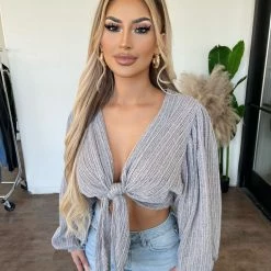 Saints & Hearts Brielle Knot Top(Heather Grey)