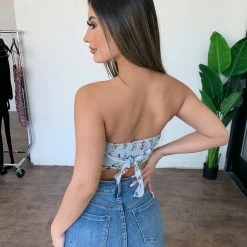 Blue Blush Tops Jennifer Butterfly Tube Top(Baby Blue)