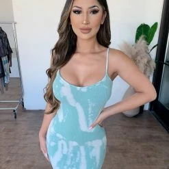 Junie Kayla Tie Dye Dress(Mint Mulit)