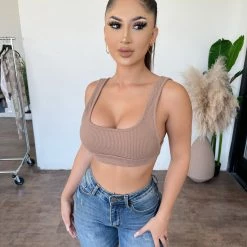 Hey Babe Junie Tank Top(Mocha) Tops