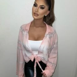 Emory Park Tops Liza Long Sleeve Top(Mauve/Pink)Final Sale